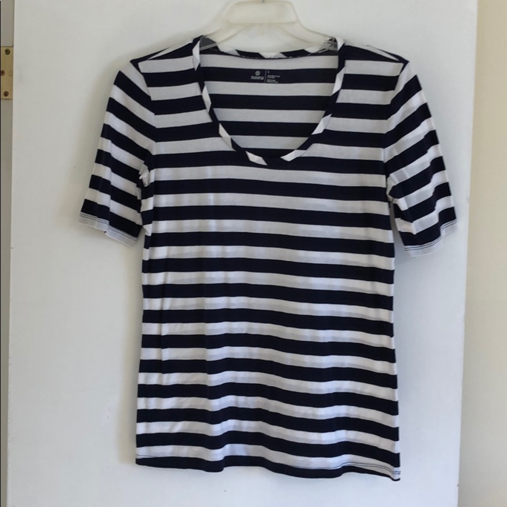 Susina navy blue and white striped top